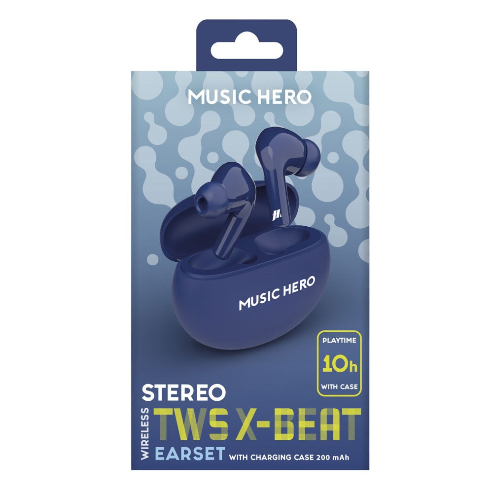 MUSIC HERO X-BEAT True Wireless In-Ear Hodetelefoner - Mørkeblå