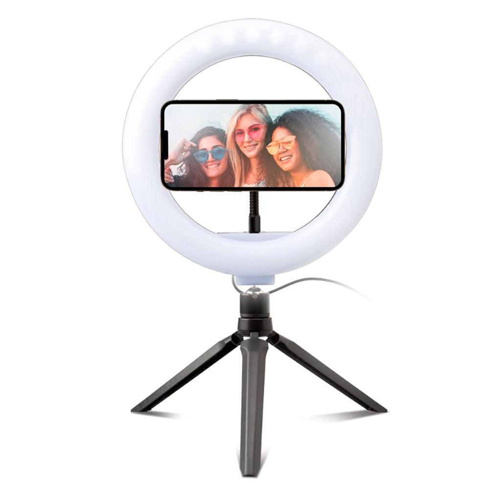 LED Selfie Ring Light med Stativ og Mobilholder SBS - Svart