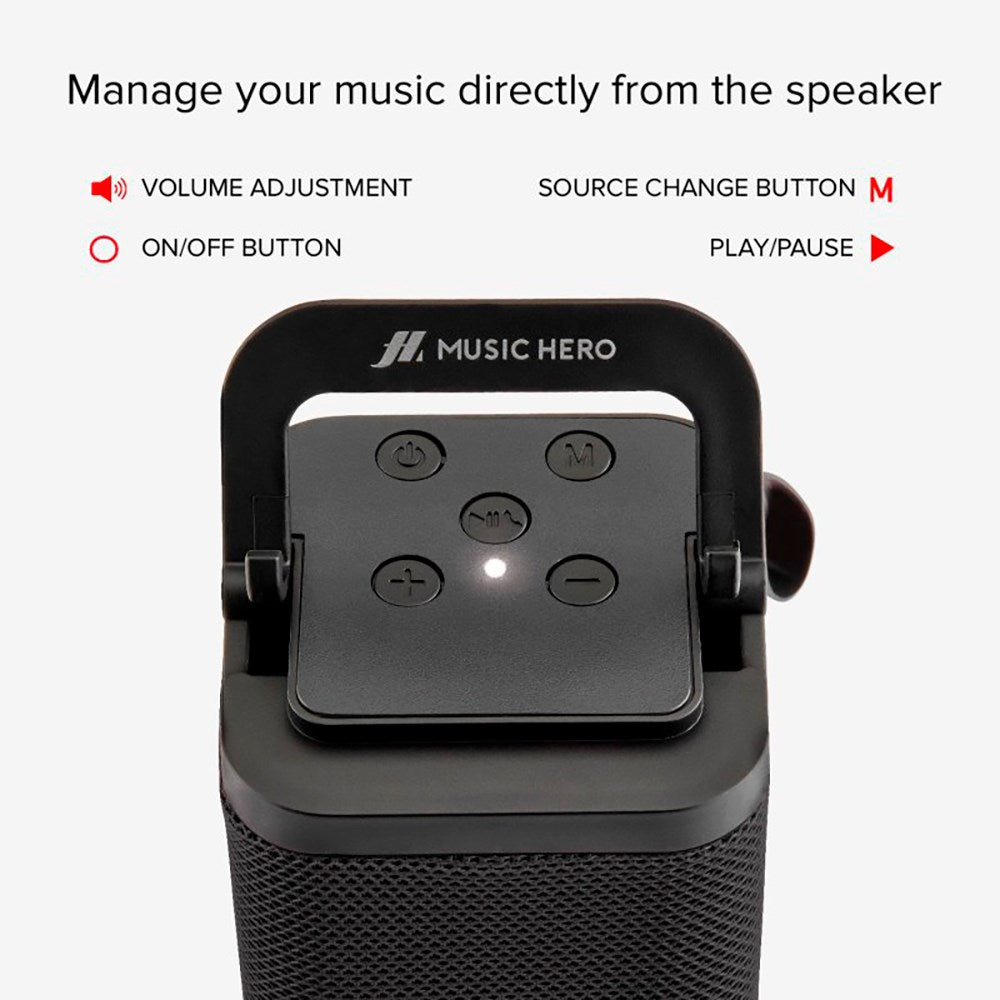 Music Hero Bluetooth-Høyttaler med Mobilholder - Svart