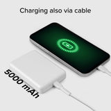 SBS Mag PowerBank 5000 mAh med USB-C og Trådløs Lading - Hvit