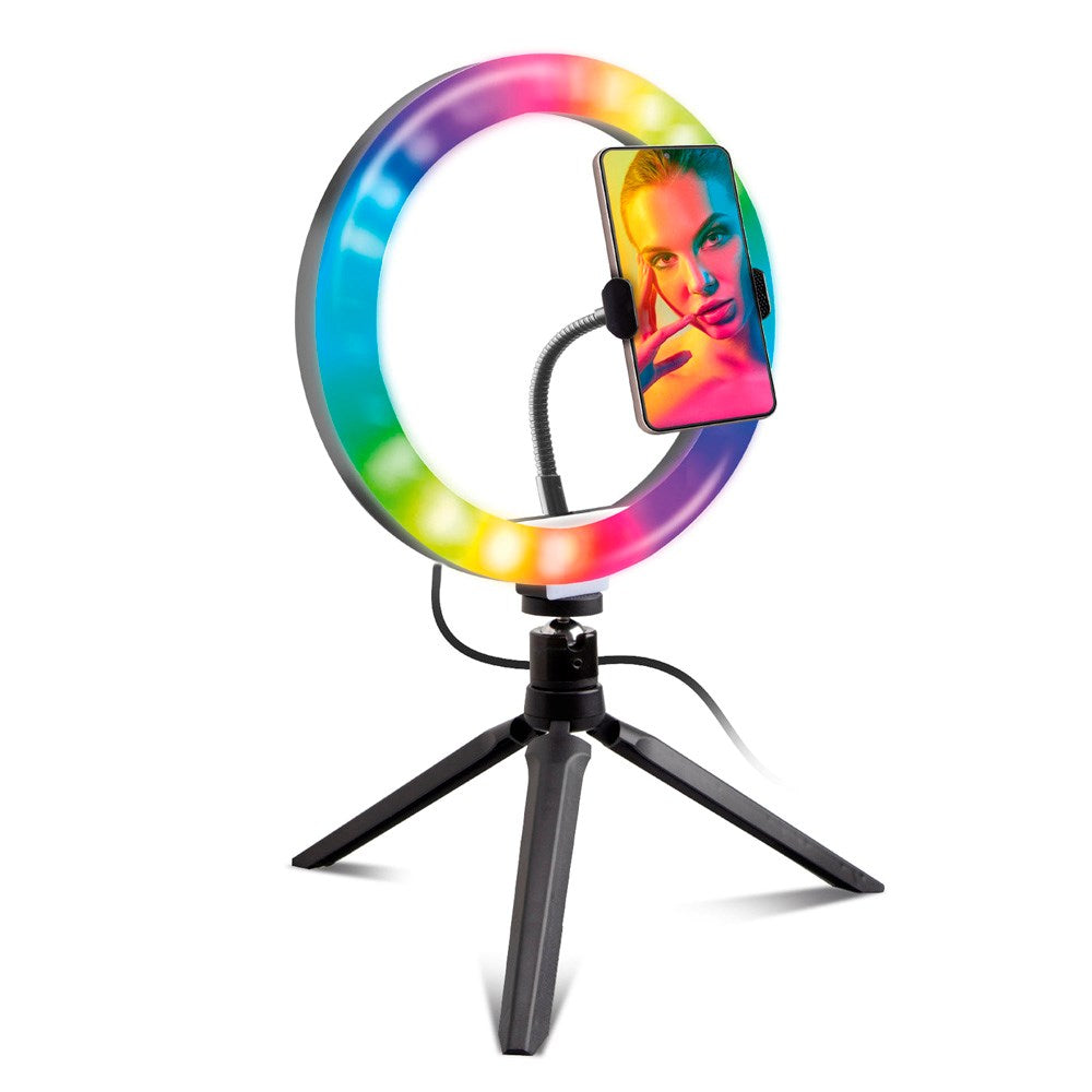SBS Flerfarget LED Tripod Ring Light - Svart