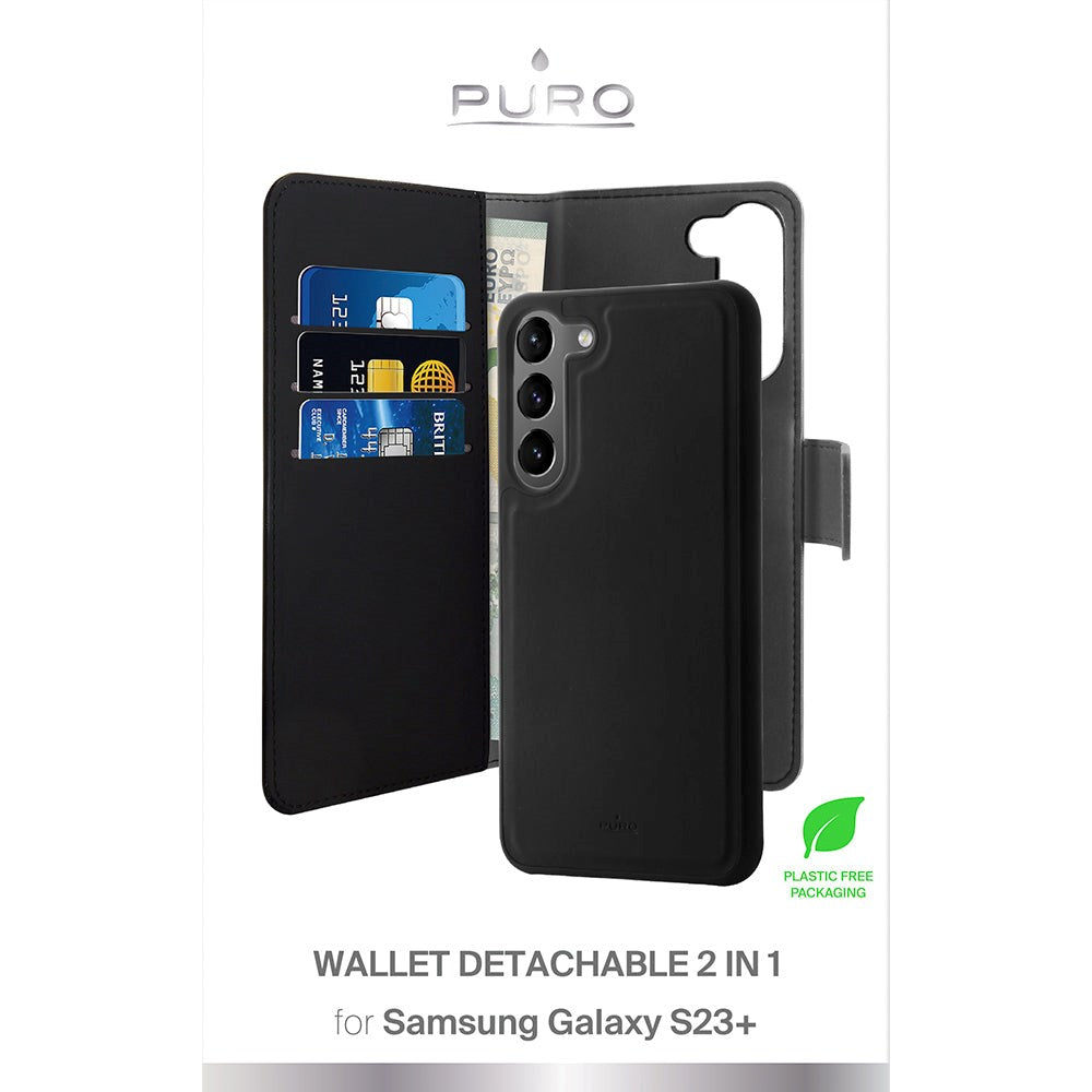 Samsung Galaxy S23+ (Plus) Puro Wallet Detachable 2-In-1 Deksel - Svart