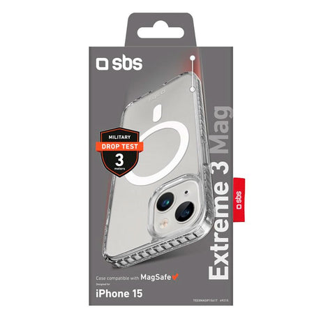 iPhone 15 SBS Extreme 3 Mag Deksel - MagSafe Kompatibel - Gjennomsiktig