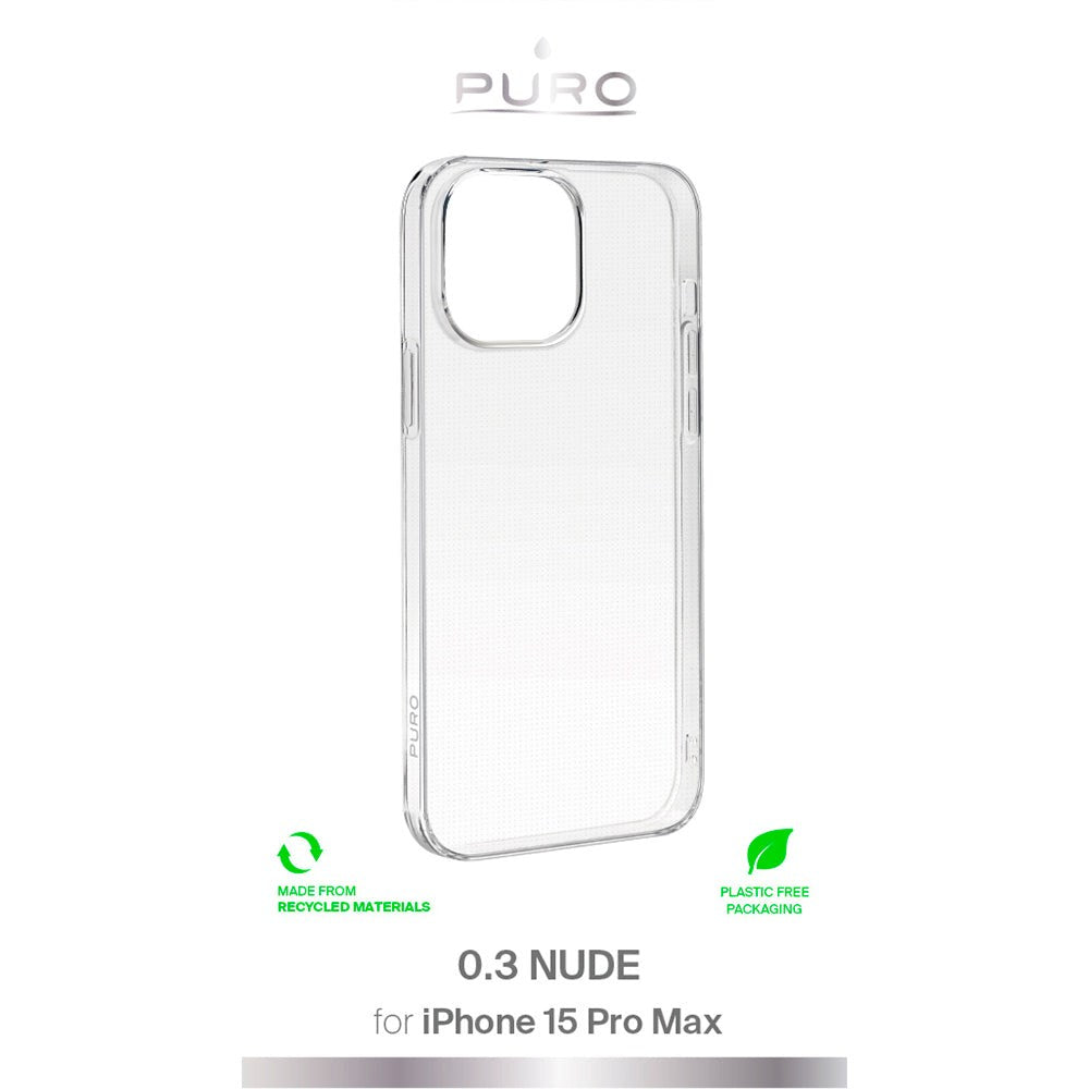 iPhone 15 Pro Max Puro "NUDE" Ultra Slim Plast Bakdeksel 0.3mm - Gjennomsiktig