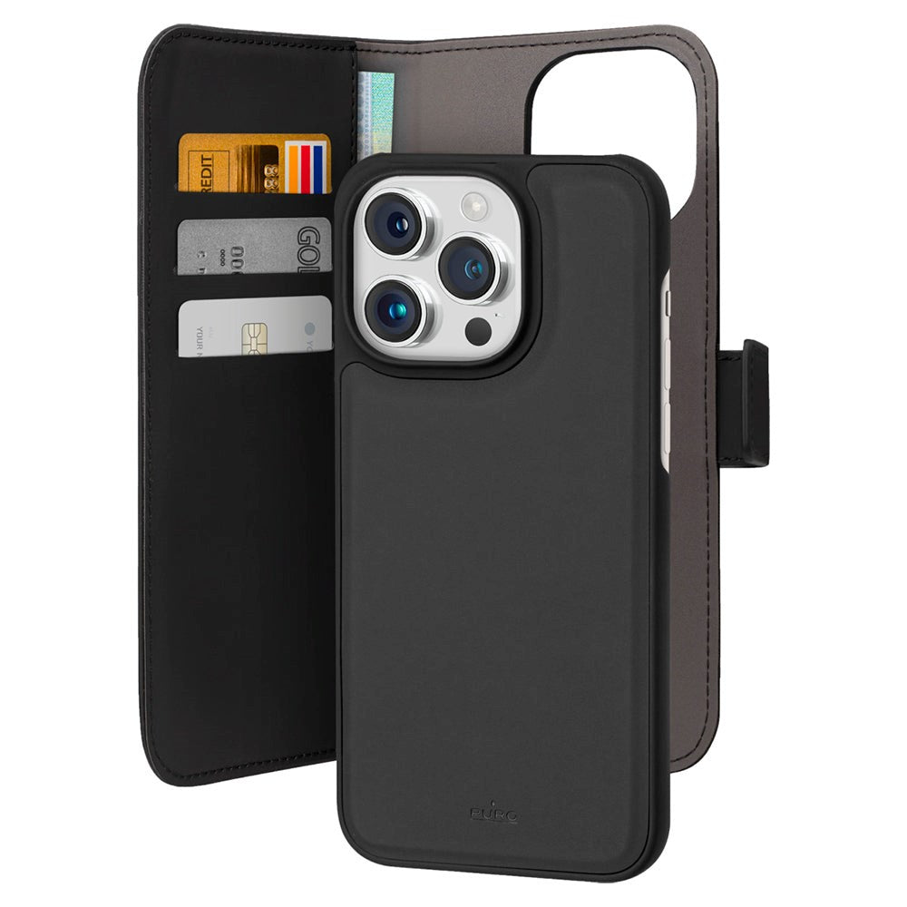 iPhone 15 Pro Puro Wallet Detachable 2-In-1 Deksel - Svart