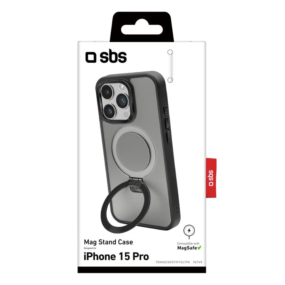 iPhone 15 Pro SBS Mag Stand Deksel - MagSafe-Kompatibel - Mattsvart