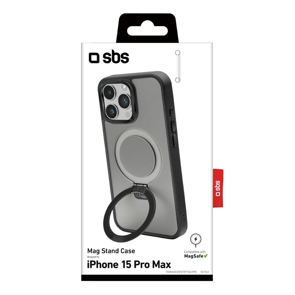 iPhone 15 Pro Max SBS Mag Stand Deksel - MagSafe-Kompatibel - Mattsvart