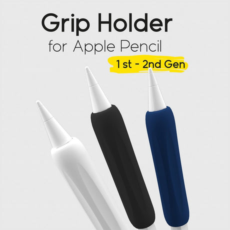 doodroo Silikonholder for Apple Pencil 1 & 2 Gen. - 3-Pack - Svart / Hvit / Blå