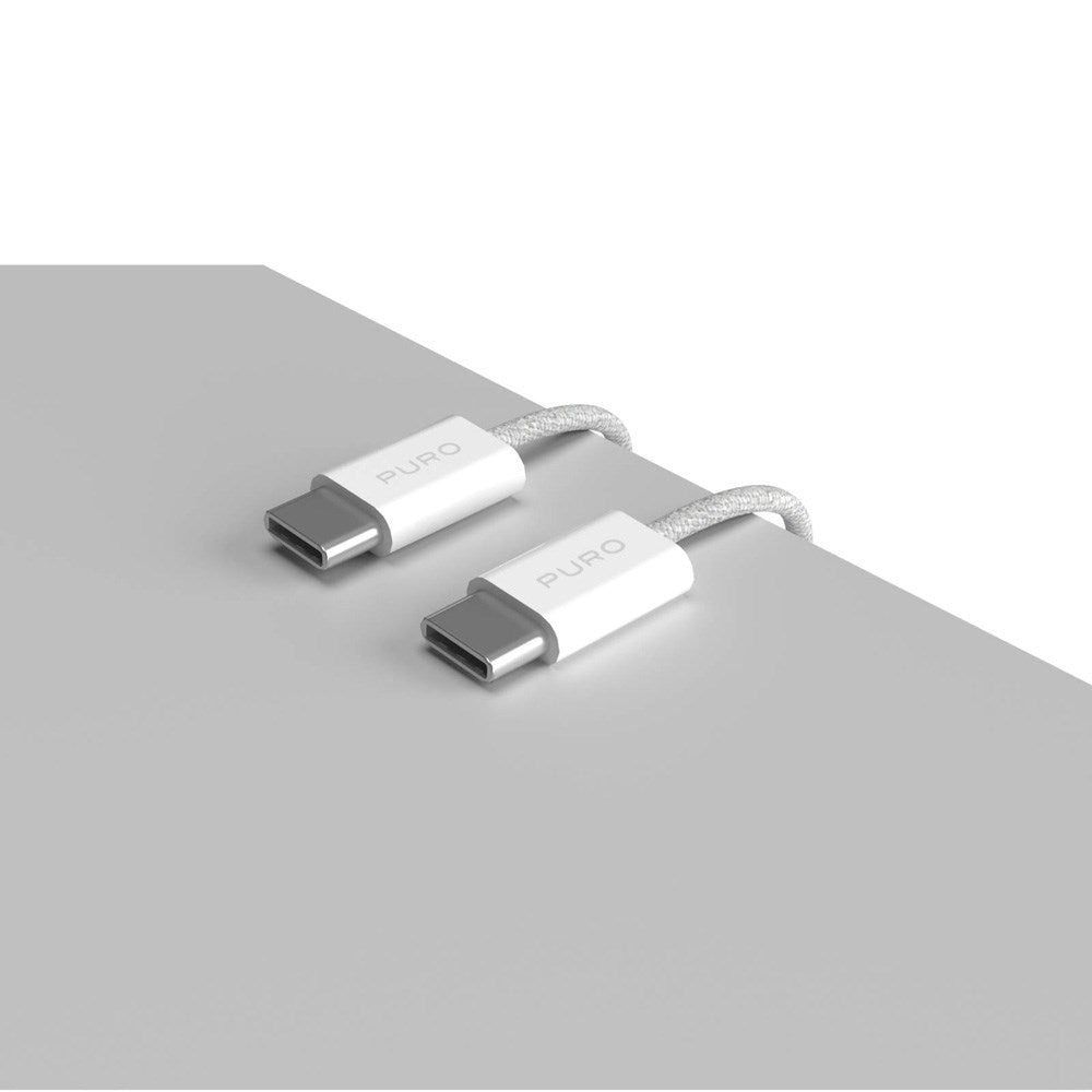 Puro Flettet USB-C Kabel – 1.5m, 60W og 480Mbps Dataoverføring - Hvit