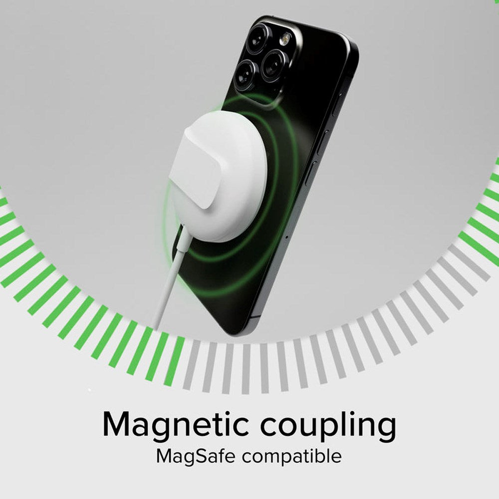 SBS 15W Qi2 Trådløs Lader m. Stativ - MagSafe Kompatibel - Hvit