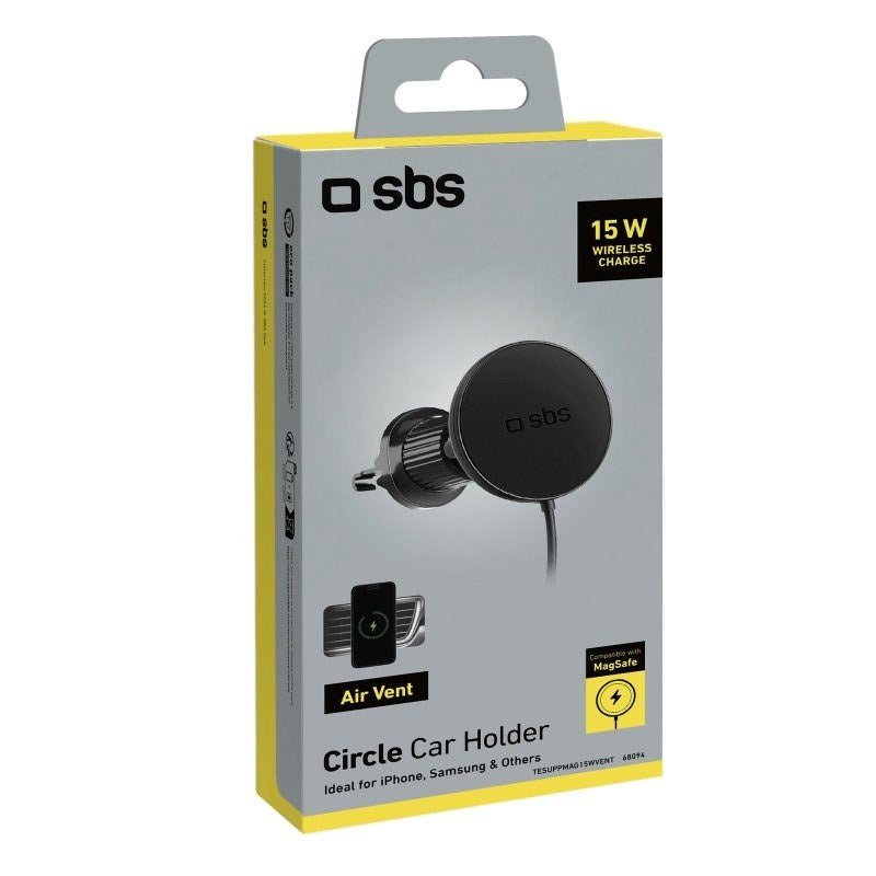 SBS Mobilholder for Bil med Trådløs Lading - MagSafe Kompatibel - Svart