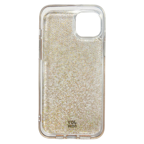 iPhone 15 Plus Joy Deksel Hybrid Glitter Deksel - Gjennomsiktig / Gull