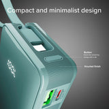 SBS - 20W LCD PowerBank m. 1x USB-A & 1x USB-C - 10.000 mAh - Lyseblå