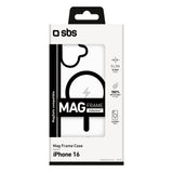 SBS iPhone 16 Mag Frame Deksel - MagSafe Kompatibel - Gjennomsiktig / Svart