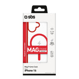 SBS iPhone 16 Mag Frame Deksel - MagSafe Kompatibel - Gjennomsiktig / Rød