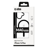 SBS iPhone 16 Plus Mag Frame Deksel - MagSafe Kompatibel - Gjennomsiktig / Svart