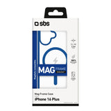 SBS iPhone 16 Plus Mag Frame Deksel - MagSafe Kompatibel - Gjennomsiktig / Blå