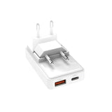 SBS 65W Flexi Sammenleggbar Vegglader m. 1x USB-A & 1x USB-C - Hvit
