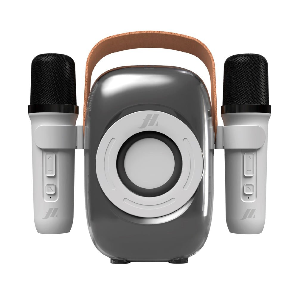 MUSIC HERO Bærbar Trådløs Karaoke Høyttaler m. 2 Mikrofoner - Hvit