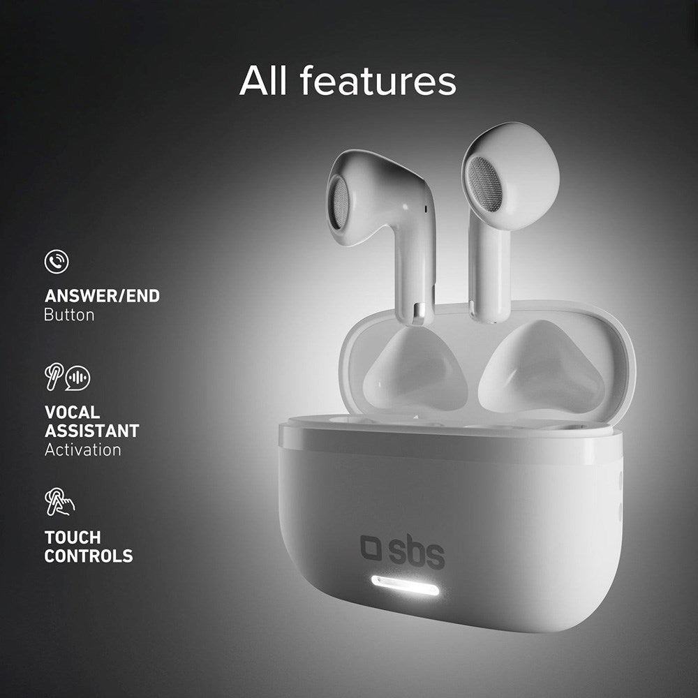 SBS Air Space True Wireless In-Ear Hodetelefoner med Active Noise Cancelling - Hvit