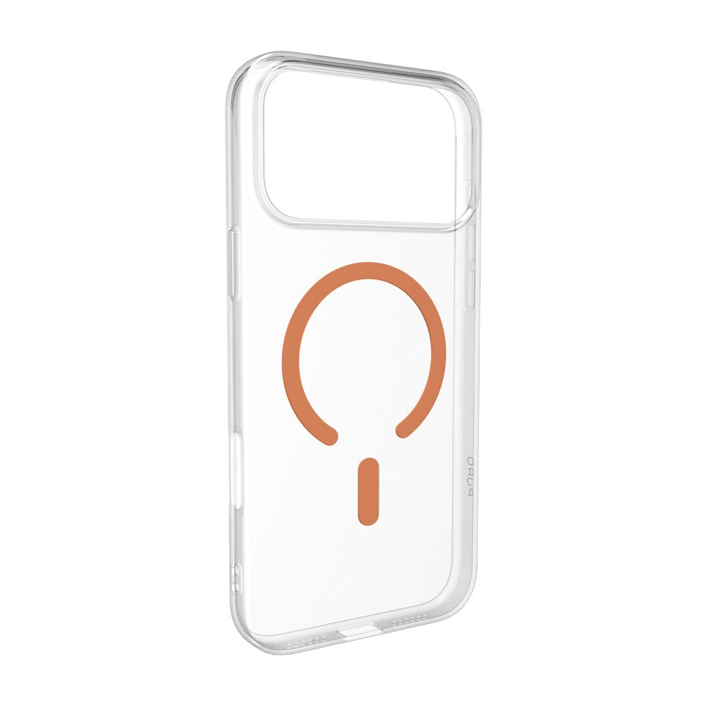 iPhone 17 Pro PURO LITE MAG Hybrid Deksel - MagSafe Kompatibel - Gjennomsiktig / Oransje