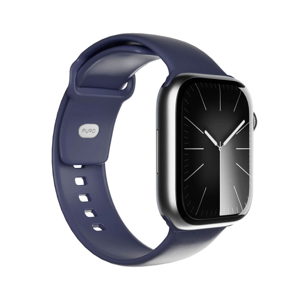 Apple Watch (42/44/SE/45/46/49mm) Puro ICON Silikon Klokkerem - Crown Blue