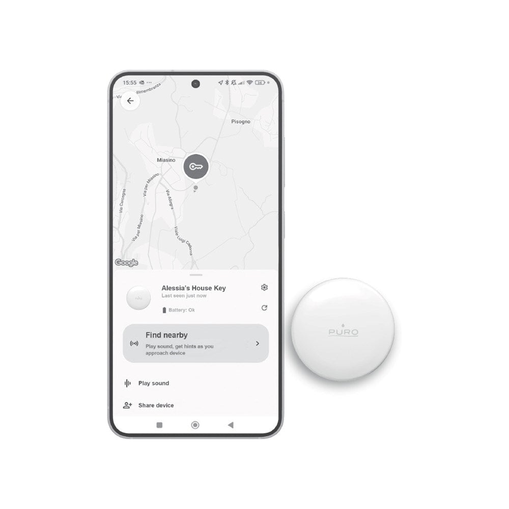 Puro Find Me Mini Dual Smart Tracker - Apple Find My & Android Find Hub - Hvit