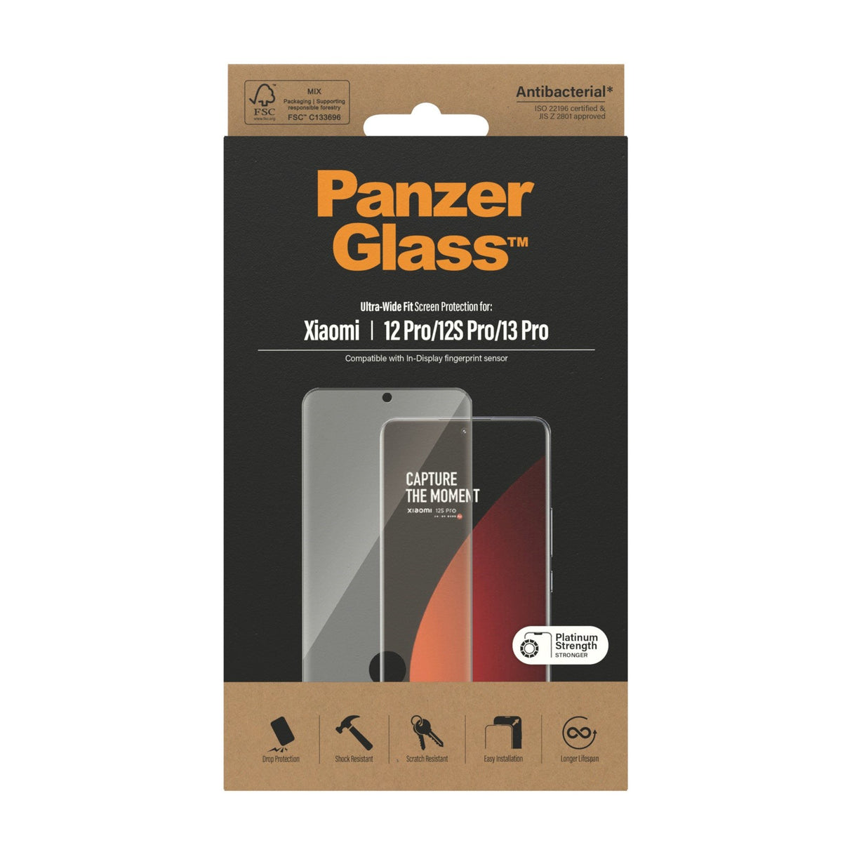 Xiaomi 12 Pro / 13 Pro PanzerGlass Ultra Wide Fit Skjermbeskyttelsesglass - Platinum Strength - Svart Kant