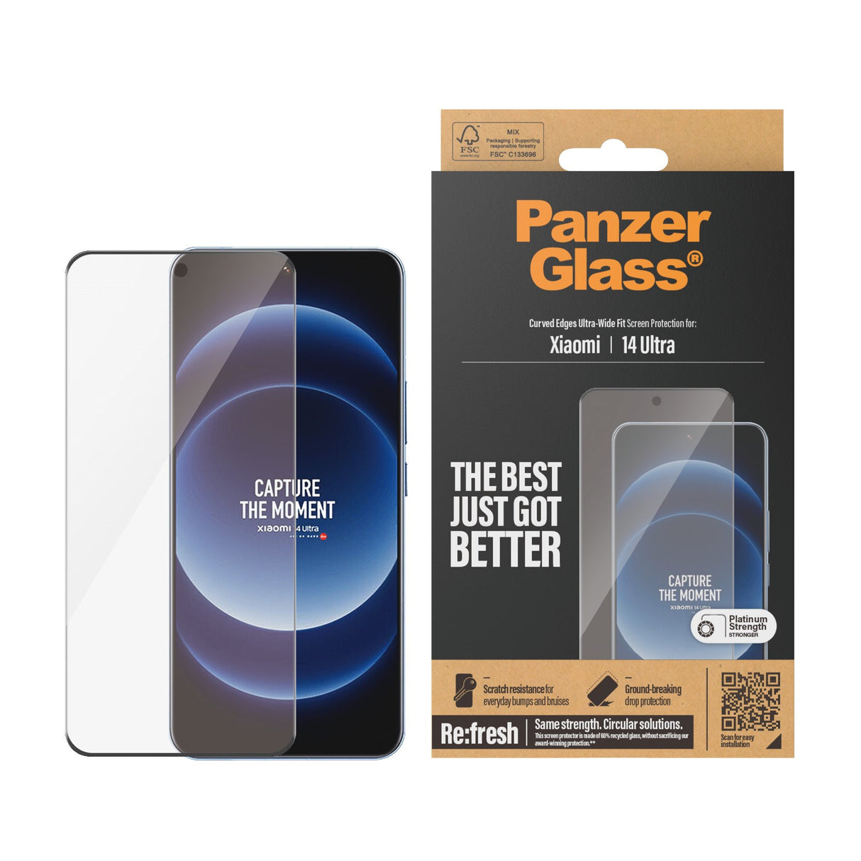 Xiaomi 14 Ultra - PanzerGlass Ultra-Wide Fit Skjermbeskyttelsesglass - Gjennomsiktig