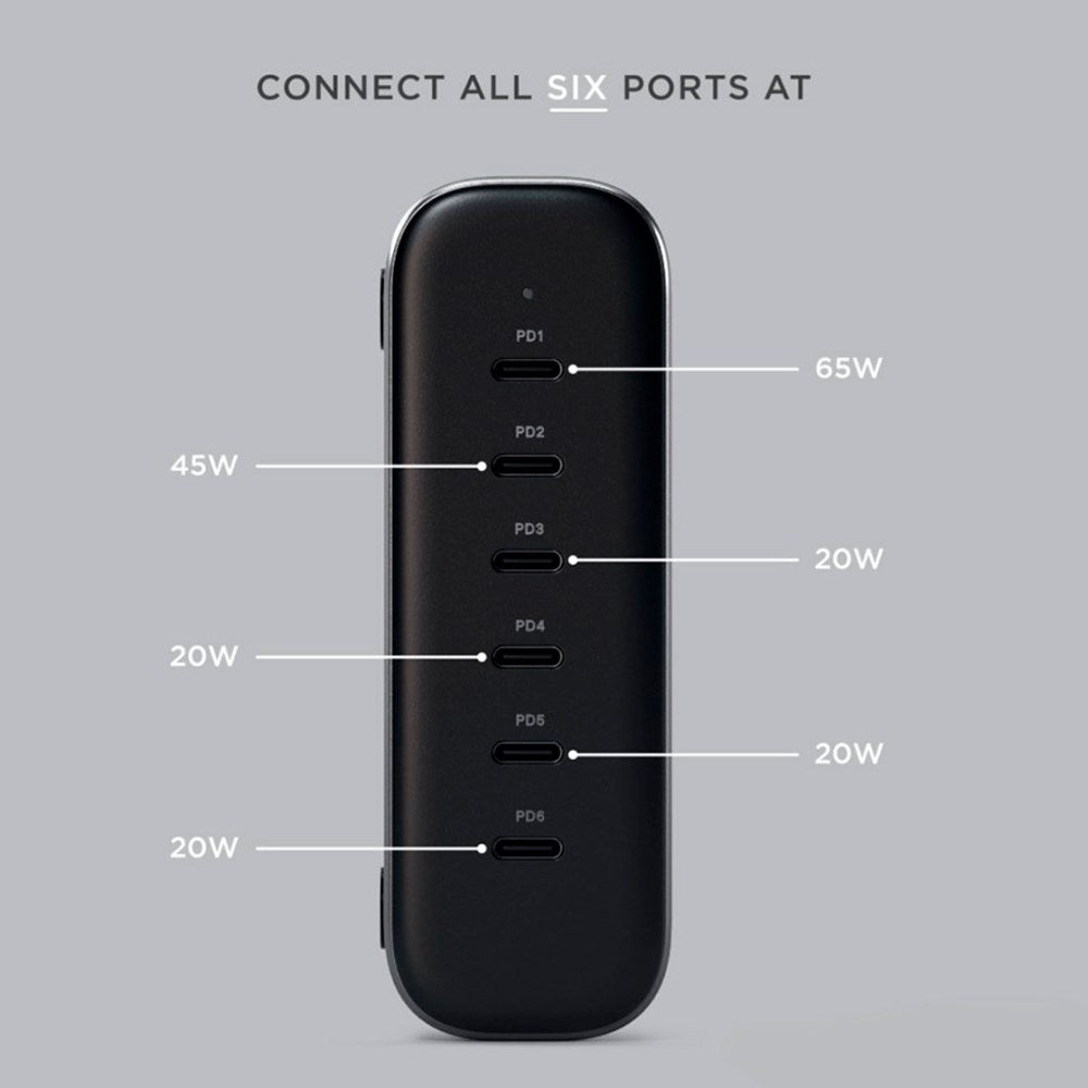 Satechi 200W USB-C GaN PD Reiselader 6 x USB-C - Space Grey