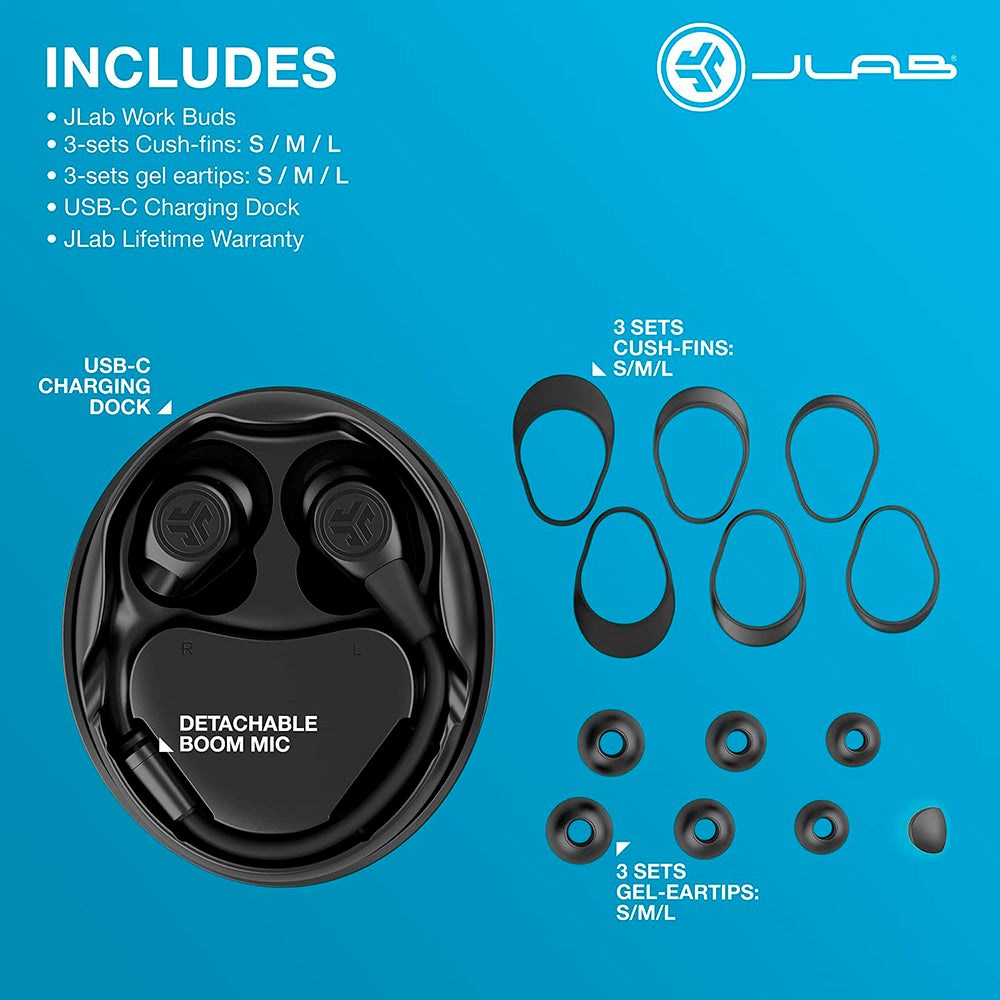 JLab Work Buds True Wireless In-Ear Hodetelefoner - Svart