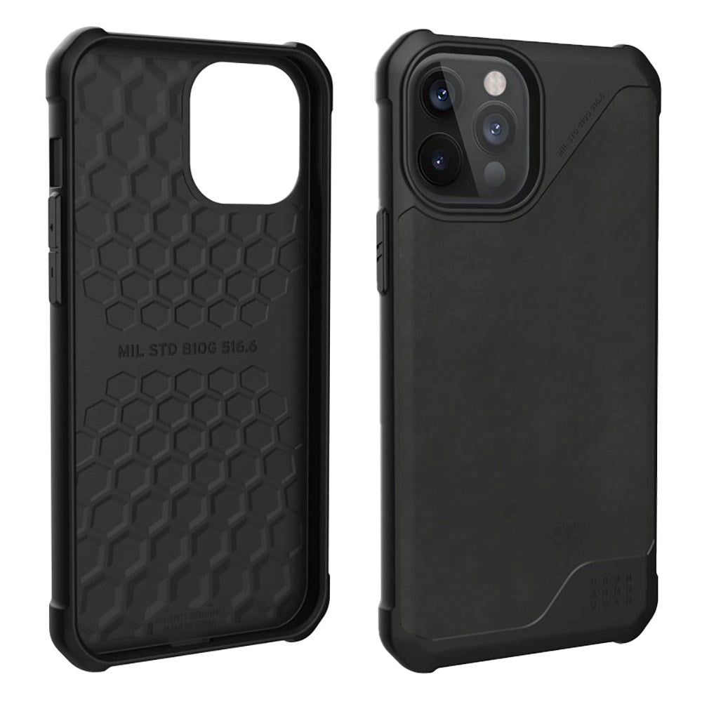 iPhone 12 Pro Max UAG METROPOLIS LT Series Ekte Skinndeksel - Black - Svart