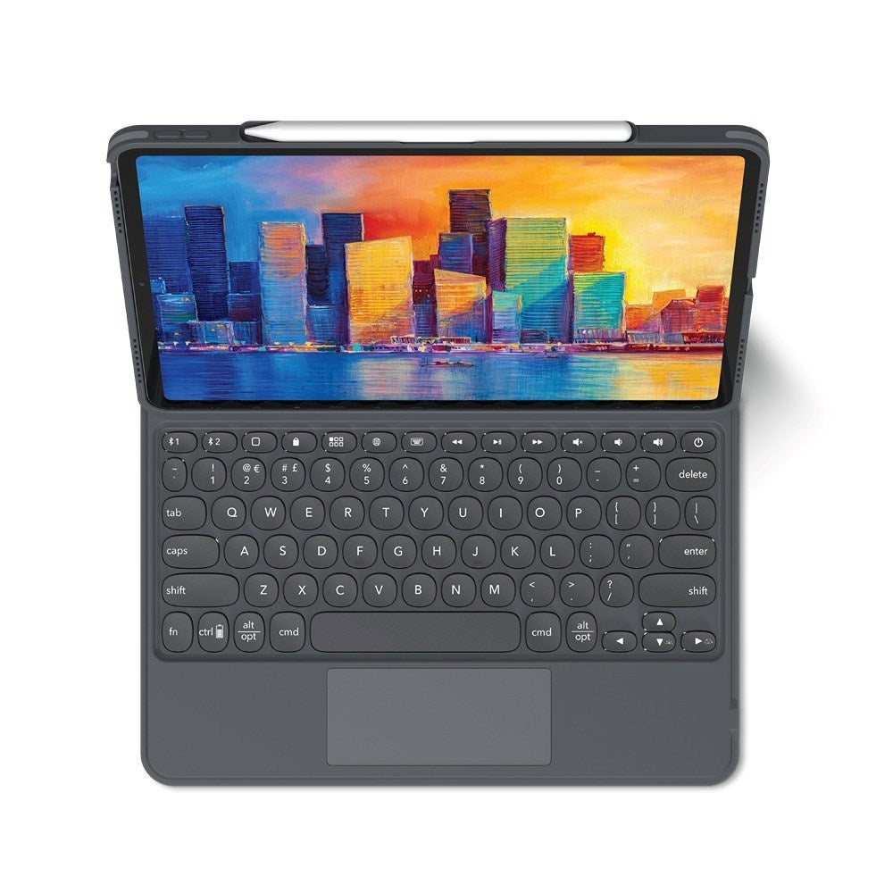 iPad Pro 12.9" (2022 / 2021 / 2020 / 2018) Zagg Pro Keys Trackpad Keyboard (Nordisk Tastatur m. Deksel) - Charcoal