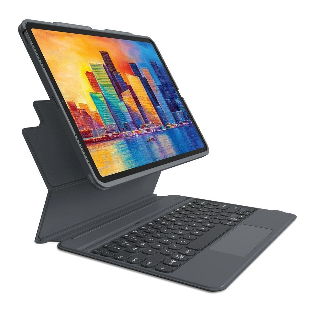 iPad Pro 12.9" (2022 / 2021 / 2020 / 2018) Zagg Pro Keys Trackpad Keyboard (Nordisk Tastatur m. Deksel) - Charcoal