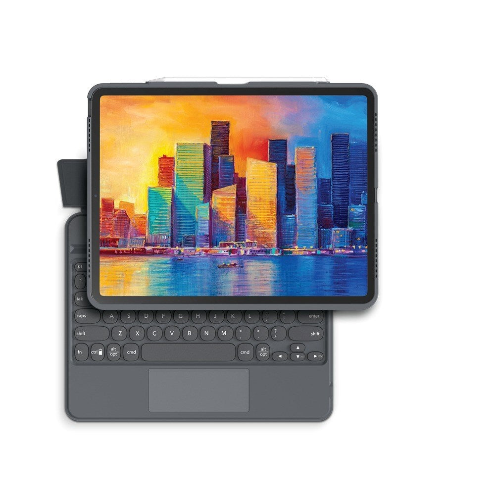 iPad Pro 12.9" (2022 / 2021 / 2020 / 2018) Zagg Pro Keys Trackpad Keyboard (Nordisk Tastatur m. Deksel) - Charcoal