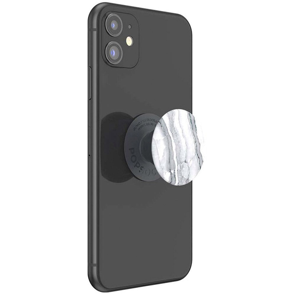 POPSOCKETS PopGrip Basic White Granite m. Stativfunksjon