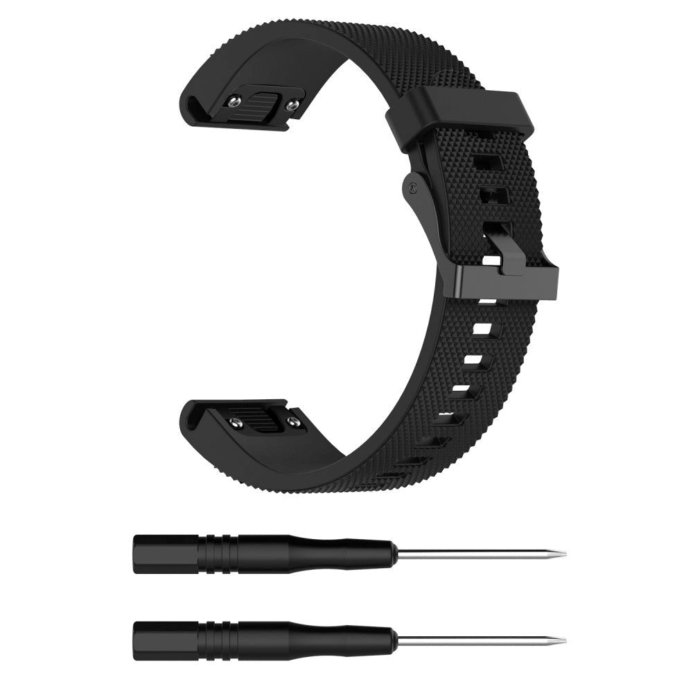 Garmin Fenix 6s & 6s Pro / 5s & 5s Plus Riflet Silikon 20mm QuickFit Reim med Pinner - Svart