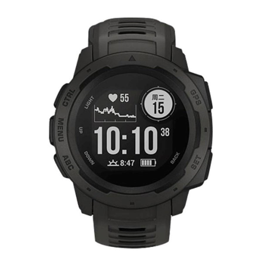 Garmin Instinct 22mm Silikon Reim med Stifter - Svart