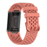 Fitbit Charge 6 / 5 Silikonrem med hull - Rosa