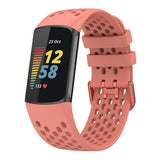 Fitbit Charge 6 / 5 Silikonrem med hull - Rosa