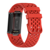 Fitbit Charge 6 / 5 Silikonrem med hull - Rød