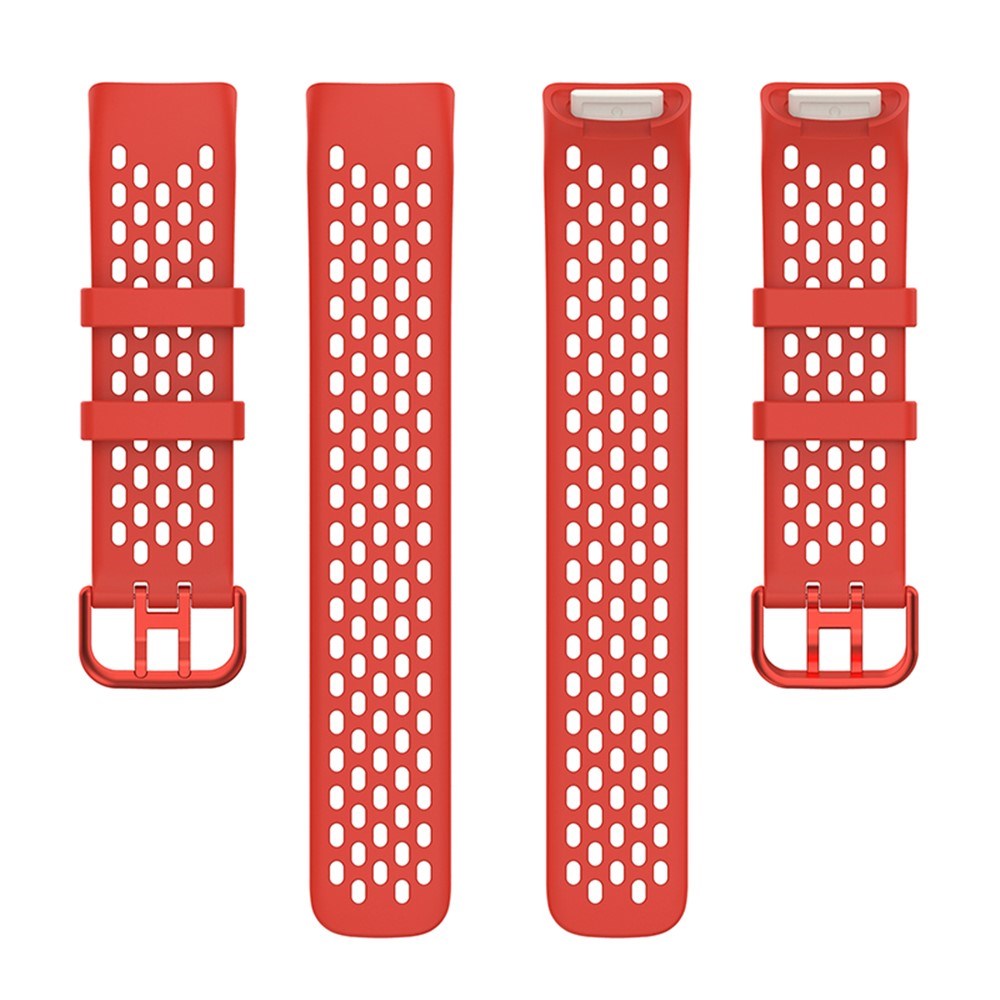 Fitbit Charge 6 / 5 Silikonrem med hull - Rød