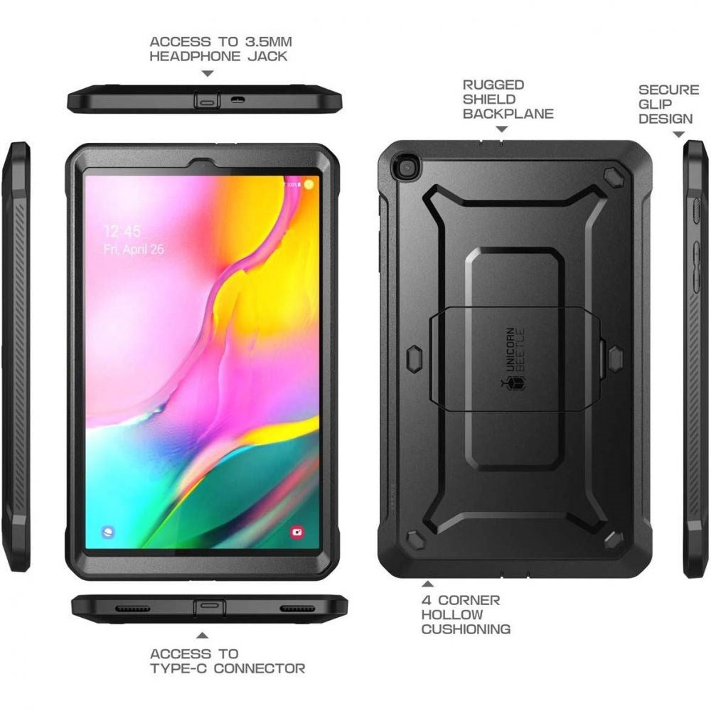 Samsung Galaxy Tab A 10.1 (2019) Håndverkerdeksel - Supcase Unicorn Beetle Pro med Fleksibel Skjermbeskytter - Svart