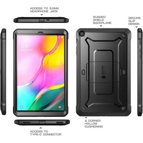 Samsung Galaxy Tab A 10.1 (2019) Håndverkerdeksel - Supcase Unicorn Beetle Pro med Fleksibel Skjermbeskytter - Svart