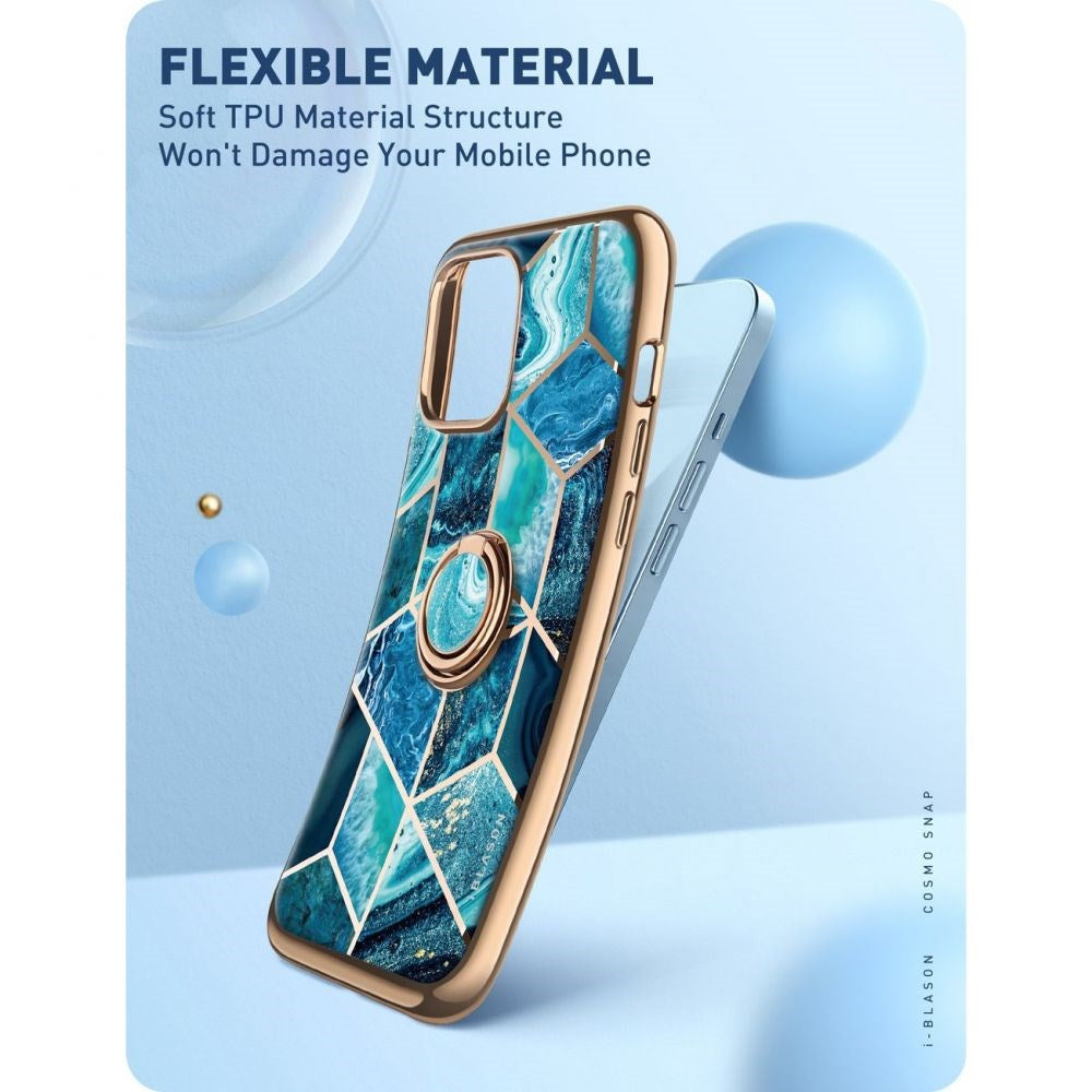 iPhone 13 i-Blason Cosmo Marble Snap Bakdeksel med Kickstand - Havblå