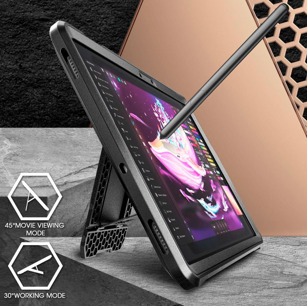 Supcase Samsung Galaxy Tab S9 Håndverker Deksel - Unicorn Beetle Pro Deksel med Skjermfilm - Svart