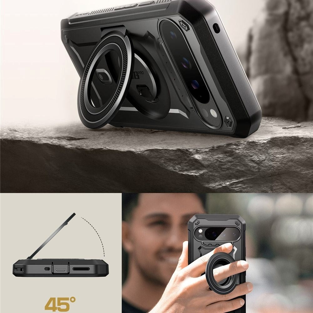 Supcase UB Pro Mag Magsafe Google Pixel 9 / 9 Pro - Ekstra beskyttende deksel med stativ - Svart