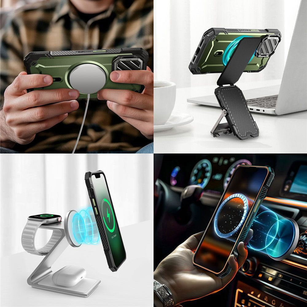 iPhone 17e / 16e / 15 / 14 / 13 Supcase UB XT Deksel med Stativfunksjon - MagSafe Kompatibel - Grønn