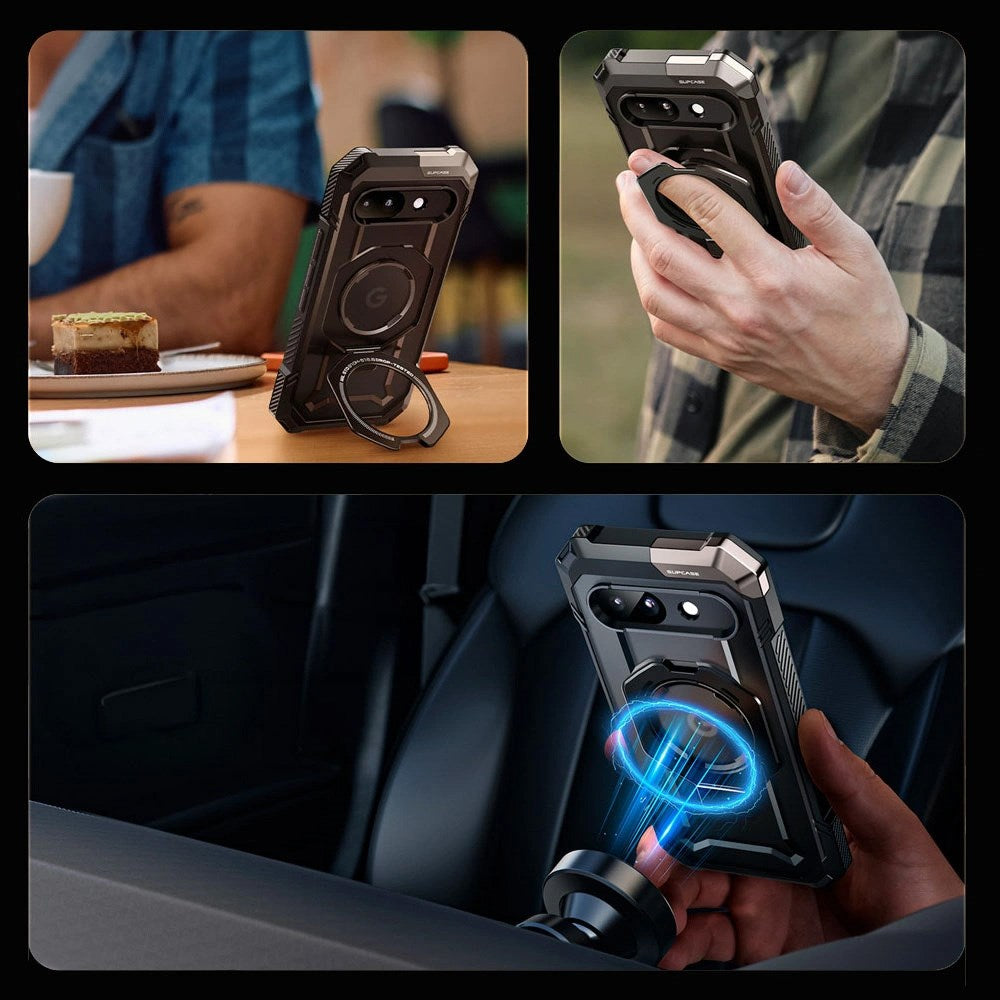 Supcase Unicorn Beetle Grip Google Pixel 9a Deksel - MagSafe Kompatibel - Gjennomsiktig / Svart