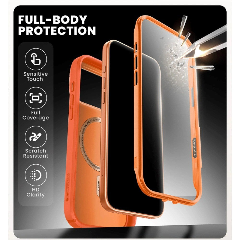 iPhone 17 Pro Max SUPCASE ARES Deksel m. Skjermbeskyttelse – MagSafe Kompatibel – Orange
